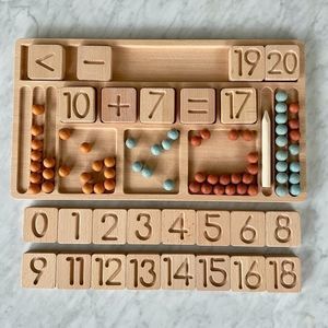 Deluxe Montessori wood math counting and tracing